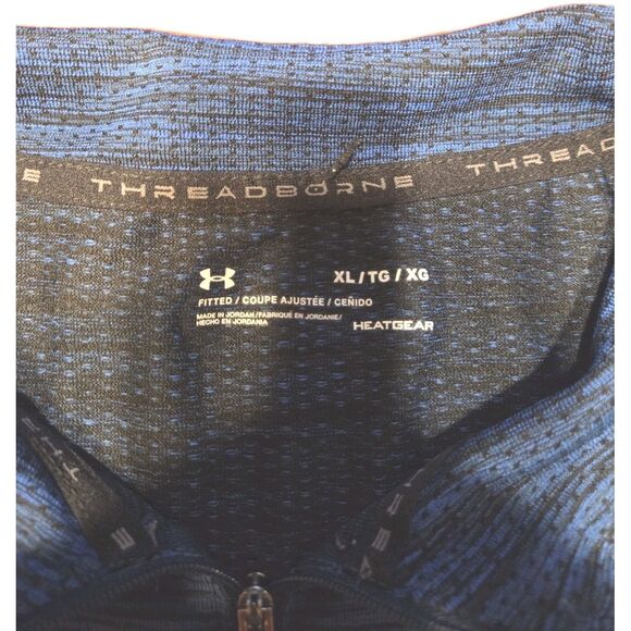 Under Armour Threadborne 1/4 Zip Pullover Men's XL Blue Fitted HeatGear Golf Run - Picture 2 of 3